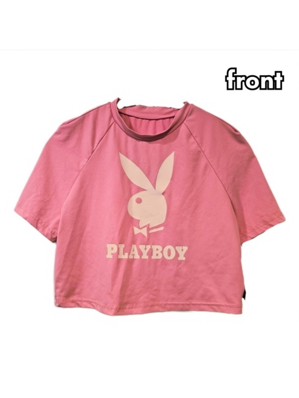 playboy bunny x missguided crop top with white bunny logo size XL